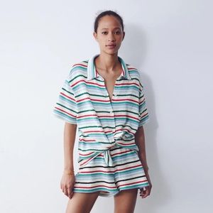 zara jacquard striped button down shirt